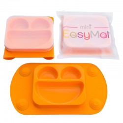 EasyTots - EasyMat Mini 2in1 ORANGE silikonowy talerzyk z podkładką - lunchbox