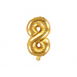 Balon foliowy Cyfra ""8"", 35cm, złoty