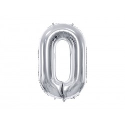 Balon foliowy Cyfra ""0"", 86cm, srebrny