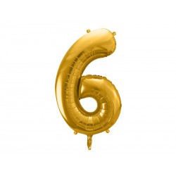Balon foliowy Cyfra ""6"", 86cm, złoty