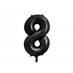 Balon foliowy Cyfra ""8"", 86cm, czarny (1 karton / 50 szt.)