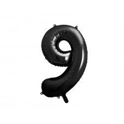 Balon foliowy Cyfra ""9"", 86cm, czarny