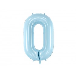 Balon foliowy Cyfra ""0"", 86cm, jasny niebieski (1 karton / 50 szt.)