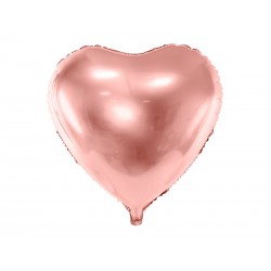 Balon foliowy Serce, 61cm, różowe złoto (1 karton / 50 szt.)
