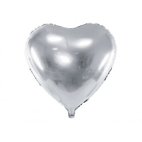 Balon foliowy Serce, 45cm, srebrny (1 karton / 50 szt.)