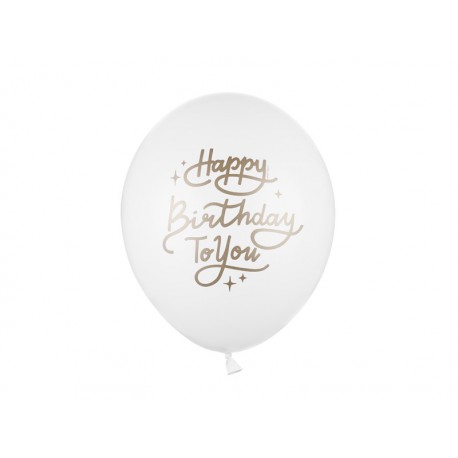 Balony 30 cm, Happy Birthday To You, Pastel Pure White (1 op. / 50 szt.)