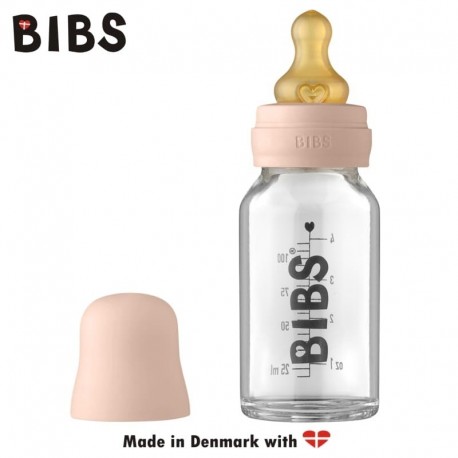 BIBS - Antykolkowa Butelka Szklana dla Niemowląt 110 ml BLUSH