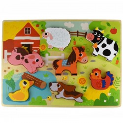 Tooky Toy Drewniane Puzzle Zwierzątka Farma Dopasuj Kształty