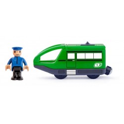 Pociąg na baterie z maszynistą - zielony