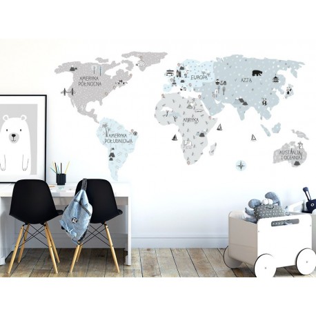 Naklejka na ścianę - mapa świata - eco S